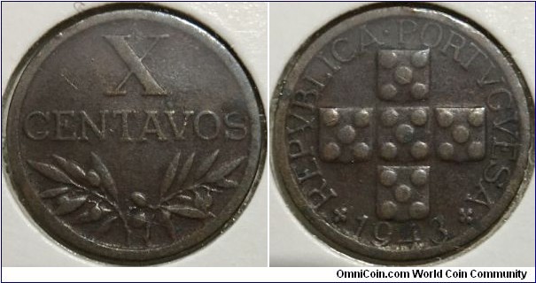 10 Centavos (2nd Portuguese Republic // Bronze 1.99g) 