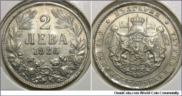 2 Leva (Tsardom of Bulgaria / Tsar Boris III // Copper-Nickel) 