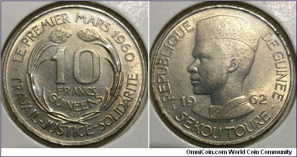 10 Francs (Republic of Guinea // Copper-Nickel) 