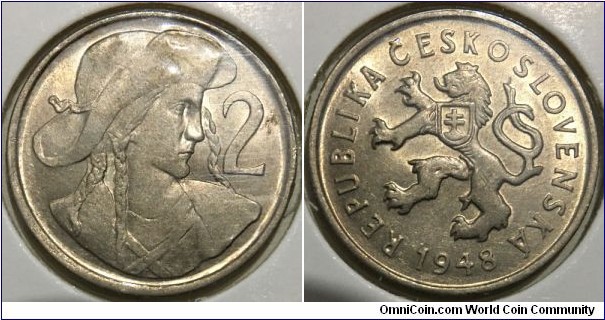 2 Koruny (3rd Republic of Czechoslovakia // Copper-Nickel)