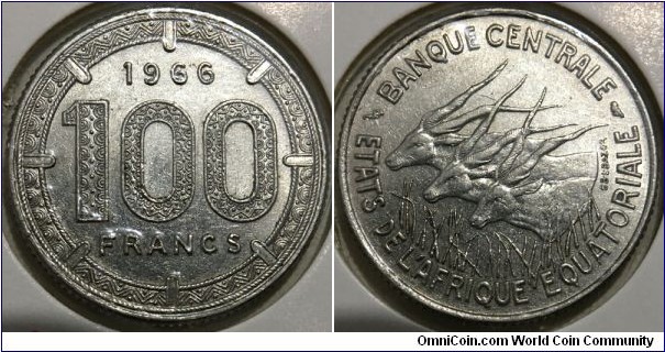 100 Francs (Central Bank of Equatorial African states and Cameroon // Nickel 12.125g)