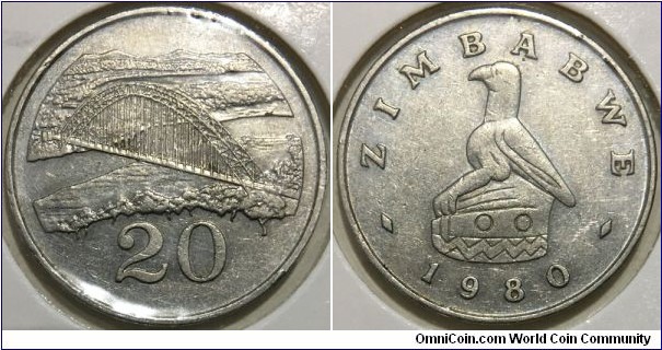 20 Cents (Republic of Zimbabwe // Copper-Nickel)