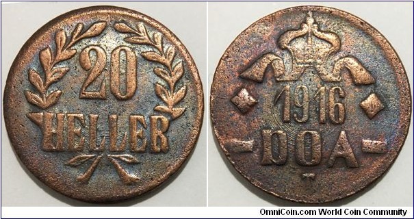 20 Heller (German East Africa / Kaiser Wilhelm II / Tabora Emergency Coinage // Copper 11.5g)