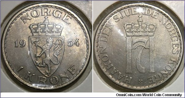 1 Krone (Kingdom of Norway / King Haakon VII // Copper-Nickel) 