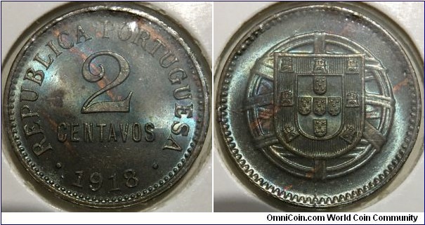2 Centavos (1st Portuguese Republic // Bronze 5g) 