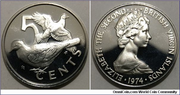 5 Cents (Virgin Islands - British Overseas Territory / Queen Elizabeth II // Copper-Nickel / Low Mintage: 94.000 pcs / Proof)