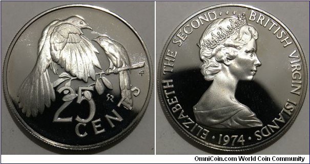 25 Cents (Virgin Islands - British Overseas Territory / Queen Elizabeth II // Copper-Nickel / Low Mintage: 94.000 pcs / Proof)