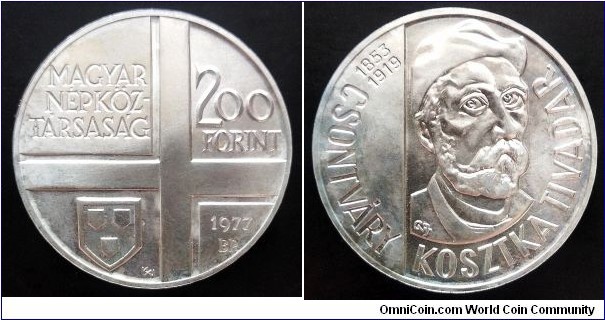 Hungary 200 forint. 1977, Hungarian Painters - Tivadar Csontváry Kosztka. Ag 624. Weight; 28g. Diameter; 37,2mm. Mintage: 25.000 pcs.