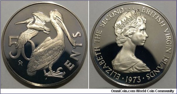 50 Cents (Virgin Islands - British Overseas Territory / Queen Elizabeth II // Copper-Nickel / Mintage: 181.000 pcs / Proof)