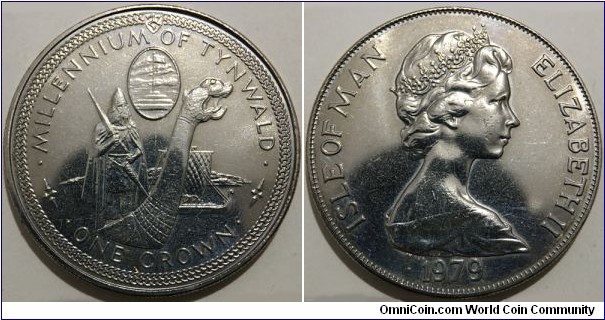 1 Crown (Isle of Man - British Crown Dependency / Queen Elizabeth II / 1000th Anniversary of Tynwald // Copper-Nickel)
