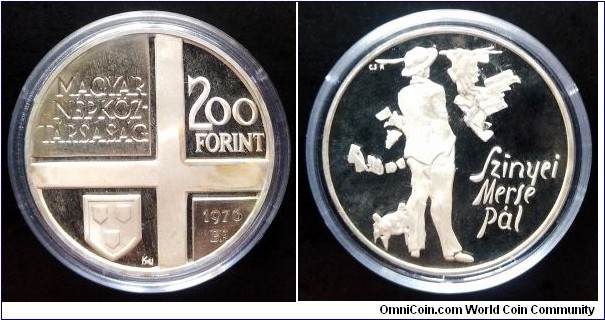Hungary 200 forint. 1976, Hungarian Painters - Pál Szinyei Merse. Ag 640. Weight; 28g. Diameter; 37mm. Proof. Mintage: 5.000 pcs.