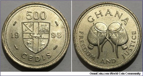 500 Cedis (Republic of Ghana // Nickel Brass) 