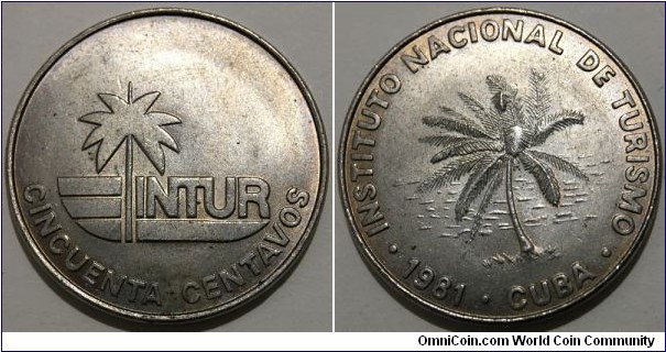 50 Centavos (2nd Republic of Cuba / INTUR - National Institute of Tourism // Copper-Nickel) 