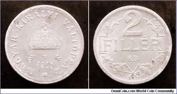 Hungary 2 filler. 1918, Iron.