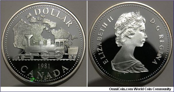 1 Dollar (Commonwealth - Federal State of Canada / Queen Elizabeth II / 100th Anniversary of the Trans-Canada Railway // SILVER 0.500 / 23.33g / ⌀36.1mm / Mintage: 353.742 pcs / PROOF)
