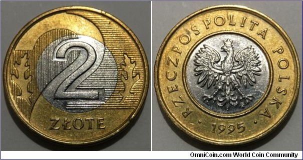 2 Zlote (3rd Polish Republic // Bimetallic: Copper-Nickel centre / Aluminium-Bronze ring) 