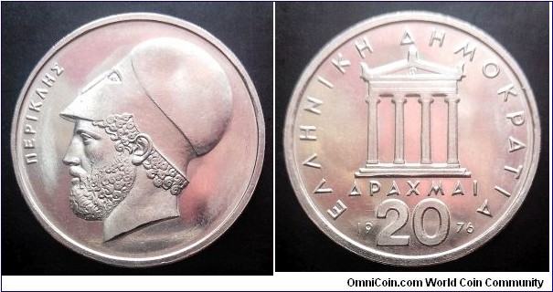 Greece 20 drachmai. 1976, Pericles. Second piece in my collection.