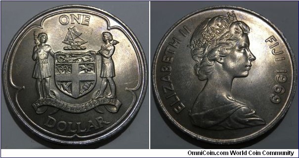 1 Dollar (Crown Colony of Fiji / Queen Elizabeth II // Copper-Nickel / Low Mintage: 70.000 pcs) 