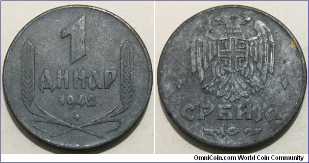 1 Dinar (German Occupation // Zinc 3.11g) 