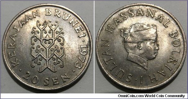20 Sen (British Protectorate of Brunei / Sultan Hassanal Bolkiah // Copper-Nickel / Mintage: 450.000 pcs)
