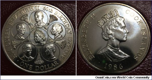 1 Dollar (Cook Islands - Associated state of New Zealand / Queen Elizabeth II / 60th Anniversary of the Birth of Queen Elizabeth II // Copper-Nickel / Low Mintage: 20.000 pcs)