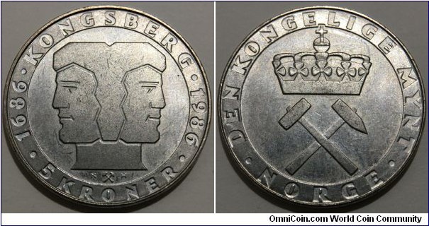 5 Kroner (Kingdom of Norway / King Olav V / 300th Anniversary of the Mint // Copper-Nickel) 