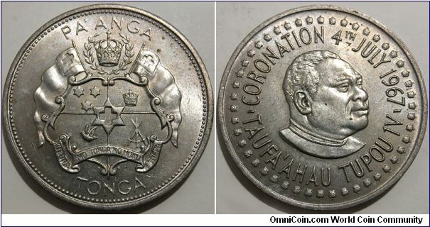 1 Pa'anga (Kingdom of Tonga / King Taufaʻahau Tupou IV / Coronation of Taufa'ahau Toupou IV // Copper-Nickel / Low Mintage: 13.000 pcs) 
