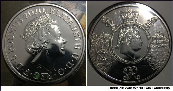 5 Pounds Sterling (United Kingdom / Queen Elizabeth II / 200th anniversary of death of King George III // Nickel Brass)