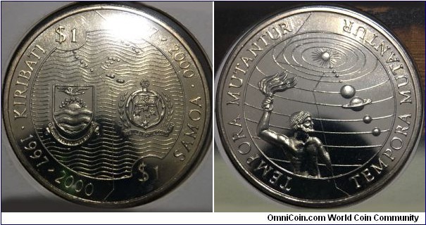 1 Dollar (Republic of Kiribati / Millennium 2000 Series - Tempora Mutantur // Copper-Nickel)