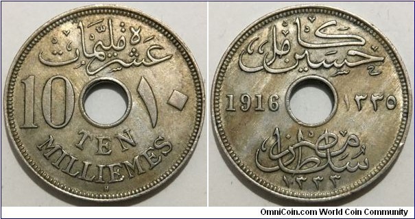 10 Milliemes (Sultanate of Egypt / Sultan Hussein Kamel // Copper-Nickel / Mintage: 1.000.000 pcs)