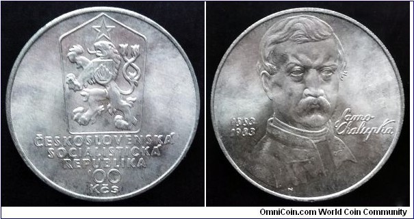 Czechoslovakia 100 korun. 1983, Samo Chalúpka. Ag 500. Weight; 9g. Diameter; 29mm. Mintage: 76.000 pcs.