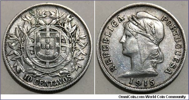 10 Centavos (1st Portuguese Republic // SILVER 0.835 / 2.5g / ⌀20mm) 
