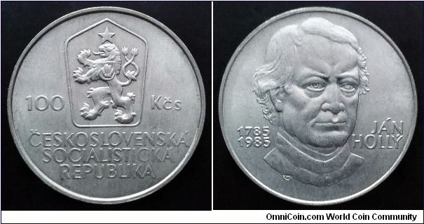 Czechoslovakia 100 korun. 1985, Ján Hollý. Ag 500. Weight; 9g. Diameter; 29mm. Mintage: 66.000 pcs.