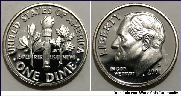 1 Dime / 10 Cents (United States of America / Roosevelt Dime // Copper-Nickel clad Copper / PROOF) 