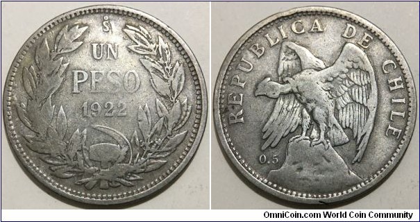 1 Peso (Republic of Chile // SILVER 0.500 / 9g / ⌀29mm) 