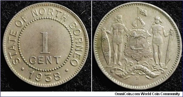 North Borneo 1938 1 cent. Mintage 1 million. Weight: 3.25g