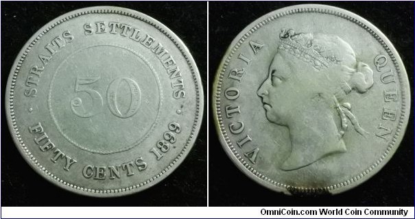 Straits Settlements 1899 50 cents. Low mintage: 136,000. Weight: 13.43g