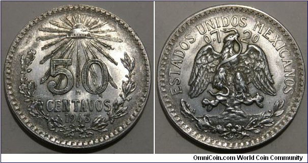 50 Centavos (United Mexican States // SILVER 0.720 / 8.33g / ⌀27mm)
