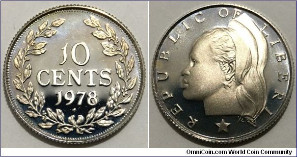 10 Cents (Republic of Liberia // Copper-Nickel / Rare, Mintage: 7311 pcs / PROOF)