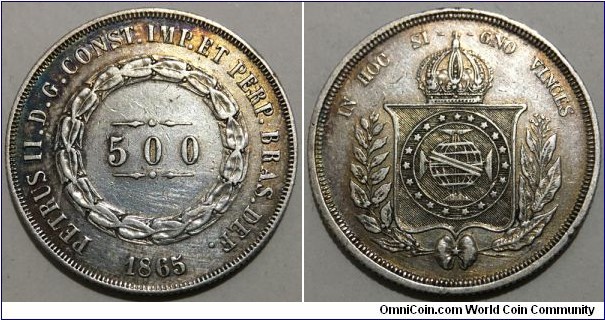 500 Reis (Empire of Brazil / Emperor Dom Pedro II 