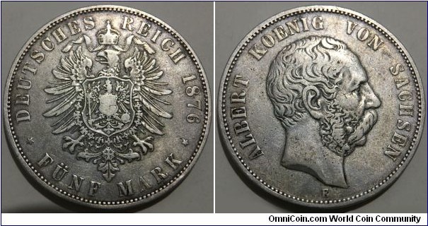 5 Mark (German Empire / Kingdom of Saxony / King Albert I // SILVER 0.900 / 27.777g / ⌀38mm / Mintage: 635.000 pcs) 