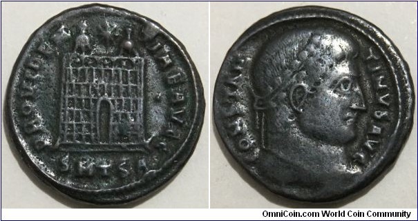 1 Follis (Roman Empire - Thessalonica / Emperor Constantine I // Bronze 3g / Minted 326-328) 