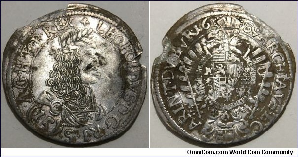 15 Kreuzer (Holy Roman Empire / Archduchy of Austria / Archduke Leopold I // SILVER 6g / ⌀31mm)