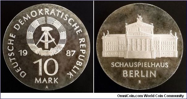 German Democratic Republic (East Germany) 10 mark. 1987, 750th Anniversary of Berlin - Theater 