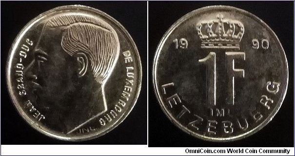 Luxembourg 1 franc. 1990, Second piece in my collection.