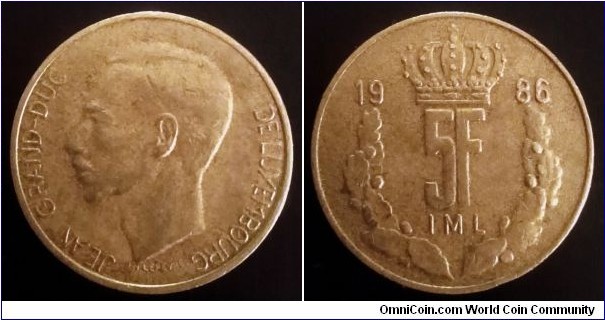 Luxembourg 5 francs. 1986, Second piece in my collection.