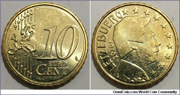 10 Euro Cent (European Union - Grand Duchy of Luxembourg / Grand Duke Henri // Nordic Gold) 