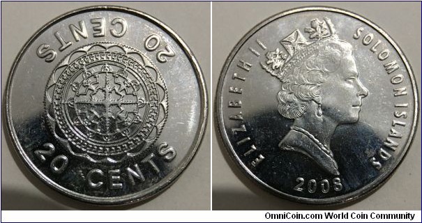 20 Cents (Commonwealth - Solomon Islands / Queen Elizabeth II // Nickel plated Steel) 