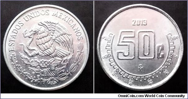 Mexico 50 centavos. 2013, Stainless steel. Diameter; 17mm.