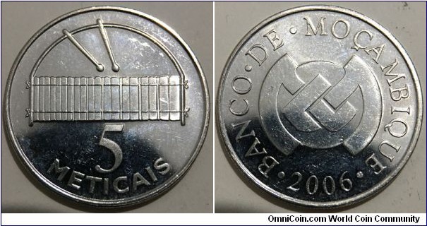 5 Meticais (Republic of Mozambique // Nickel plated Steel) 